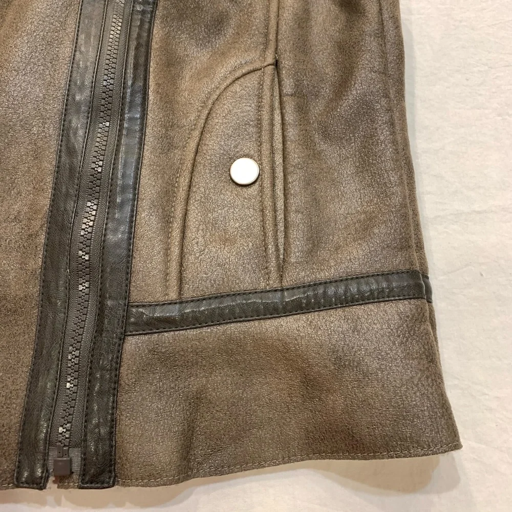 Bernardo Faux Leather Fleece Lined Hooded Vest